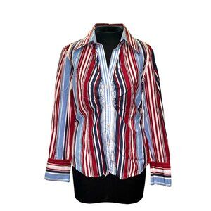 Tommy Hilfiger L/G Striped Cotton Button-Up Shirt Red/Blue/White Long Sleeve